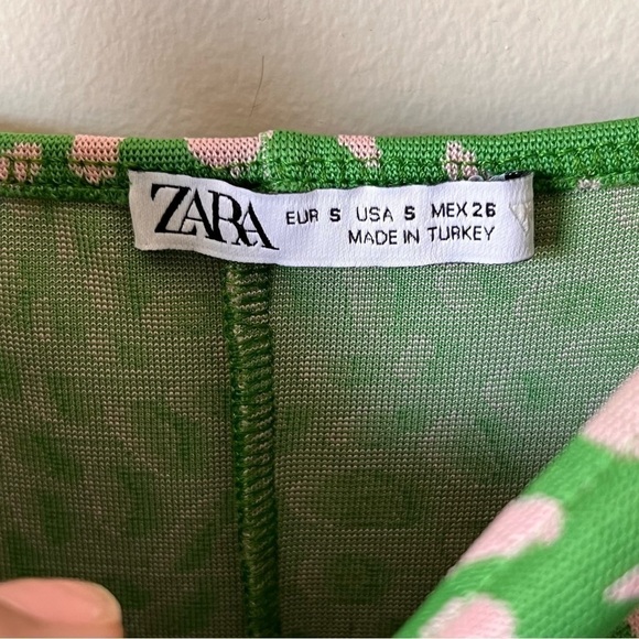 Zara Jacquard Green Dress Size Small - Picture 7 of 7